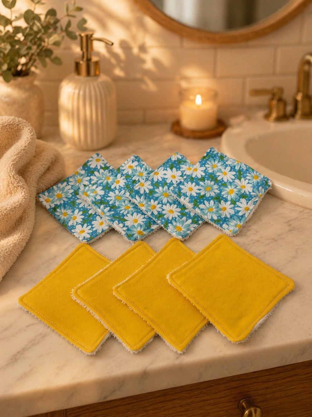 Floral Reusable Makeup Remover Pads Set of 8